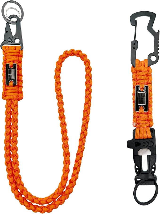 DDOUT Heavy Duty Paracord Lanyard 550 Paracord Braided Keychain for ID Badges, Camera, Whistle, Traveling, Outdoor Activities