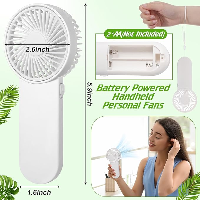 Sumind 36 Pcs Small Personal Portable Fan Mini Handheld Bulk 1 Speed Electric Cute Battery Powered for Neck Lash Makeup Women Men Travel Camping Indoor Outdoor Summer (White)