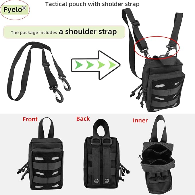 Tactical Pouch Water-Resistant Molle Multi Functional EDC Tool Compact Bag with Strap Black/Brown/Green MOLLE Pouches
