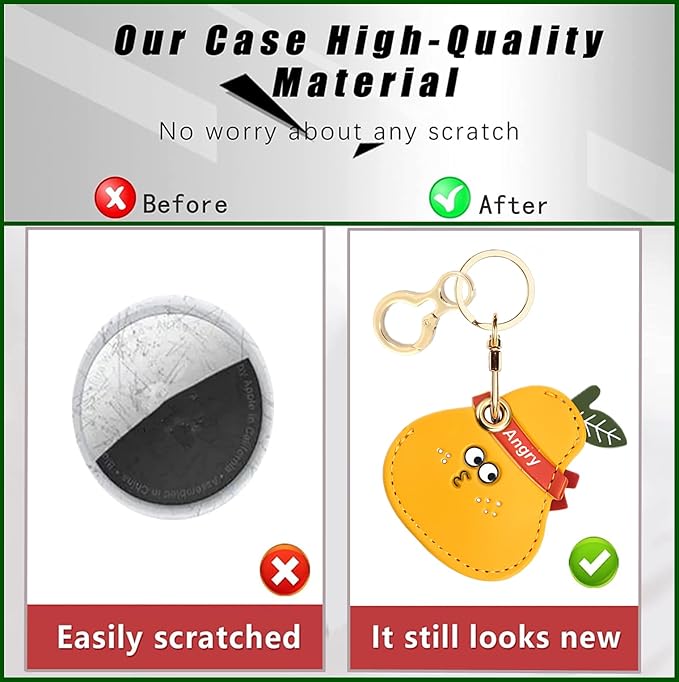 Leather Keychain Holder Case Compatible with AirTag,Cute air tag Cover with Keychain Ring,GPS Tracker Case for Keys
