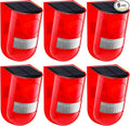 Qualirey Solar Sound and Light Alarm Motion Sensor 129db Outdoor Security Siren Waterproof Activated Detector Driveway Alarm 6 LEDs Flash Warning Deterrent Strobe System for Home, Farm(Red,6 Pack)