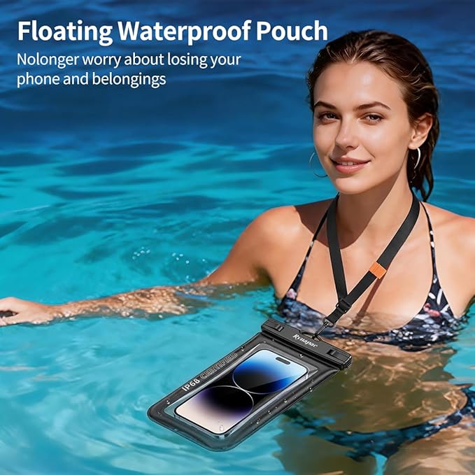 Waterproof Phone Pouch Floating 2 Pack, IP68 Waterproof Phone Case with Lanyard for iPhone 17 16 15 Pro Max, Galaxy S26 Ultra, Touch Screen, Cell Phone Dry Bag for Beach Cruise Essentials, Up to 8.5"