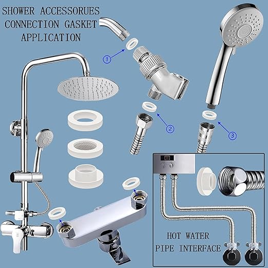 ZDBB 70 Pcs Plumbing Silicone Gasket Assortment Kit VMQ Silicone Washer Food Grade for Assorted Shower Head Garden Hose High Temperature Hot Plumbing Pipes Fittings Seal Repair