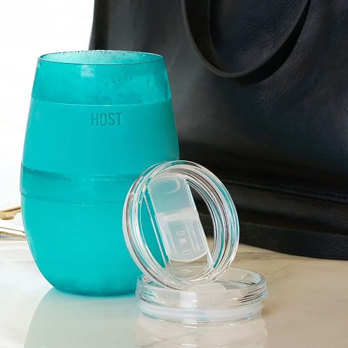 Host Wine Freeze Replacement Lids for Tumblers - Set of 2, Sliding Tab Closure, Travel Cup Lid for Wine Freeze Cooling Cup, Clear