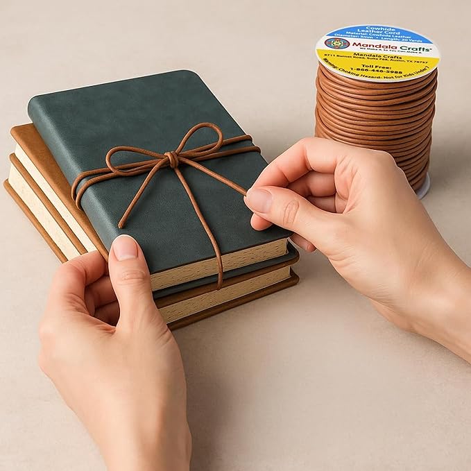 Mandala Crafts Round Genuine Mint Leather Cord for Jewelry Making – 1.5mm Cowhide Leather Rope String Lace for Kumihimo – 20 Yards Cowhide Craft Cording Spool