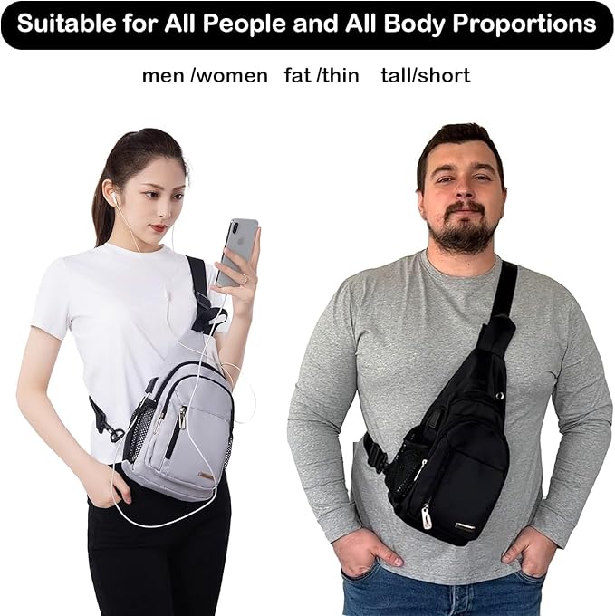 JENAGREEN Waterproof Sling Backpack Crossbody Sling Bag for Women Men, Multipurpose Travel Hiking Adjustable Chest Bag Casual Daypack