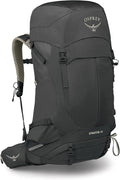 Osprey Stratos 44L Men's Hiking Backpack - Lightweight Backpacking Pack with Waterproof Raincover - Camping Bag, Raven Black