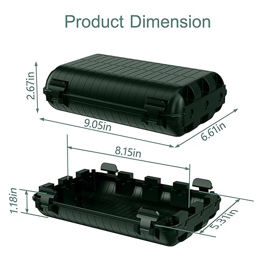 Outdoor Waterproof Electrical Box, Large Extension Cord Cover (9.05x6.61x2.67inch) Plug Protector Cable Connection Safety Box IP54 Water-resistant for Power Strip, Holiday Light and Decorations, Green