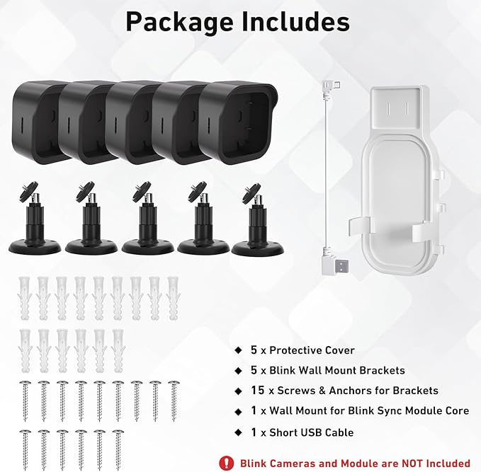 Blink Outdoor Camera Wall Mount Compatible with 2K+ & 4th Gen,3 Pack Weatherproof Protective Housing,360 Degree Adjustable with Blink Sync Module Core Outlet Mount for Blink Camera System