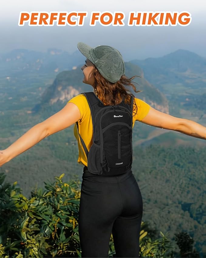 Seektop Small Hiking Backpack Expandable 12L-15L, Lightweight Packable Waterproof Daypack with Phone Pocket for Women Men