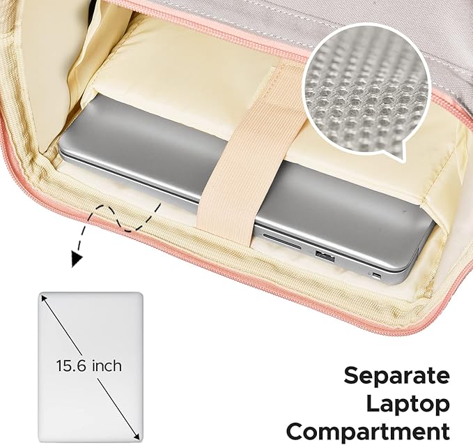 Kaome Lunch Backpack 15.6 Inch Laptop Backpack for Women with USB Port Nurse Gift Teacher Work Backpack Cooler Insulated Lunch Bag Waterproof Daypacks for Work Picnic Travel Anti-theft