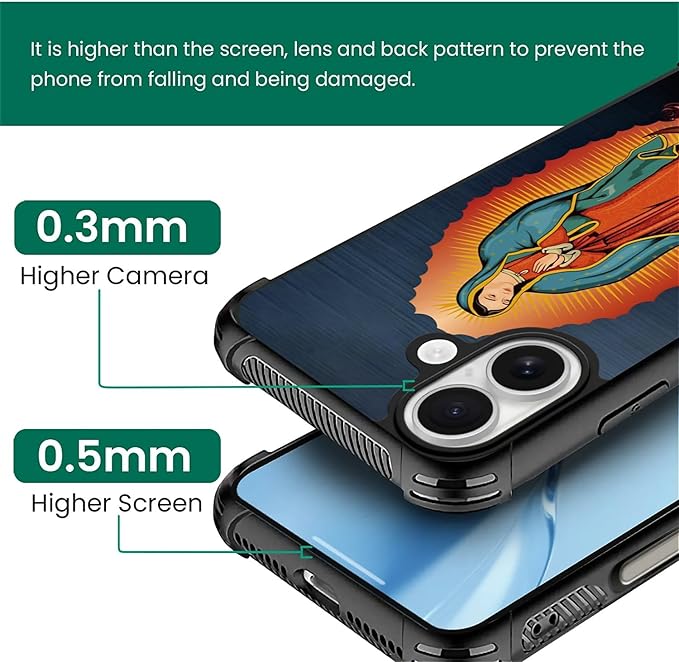 for iPhone 17 Case,for MagSafe Graphic Design for Girl Boy Soft Silicone Hard Acrylic Shock Protection Designed for iPhone 17 Red Virgen Guadalupe Pattern