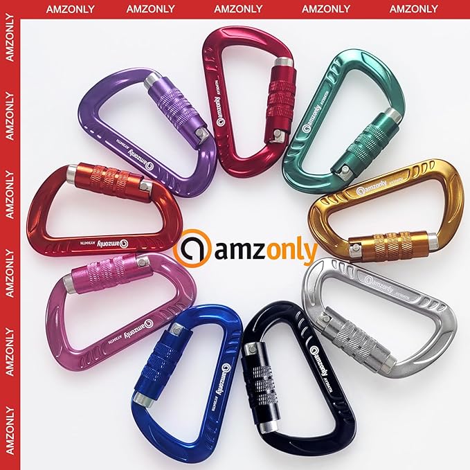 3inch Auto Locking Carabiner Clips Heavy Duty, 12KN /2697lbs Lightweight keychain carabiners, Sturdy Twist Lock Caribeeners for Camping Hiking Hammock Swing Backpack, dog leash and Harness etc