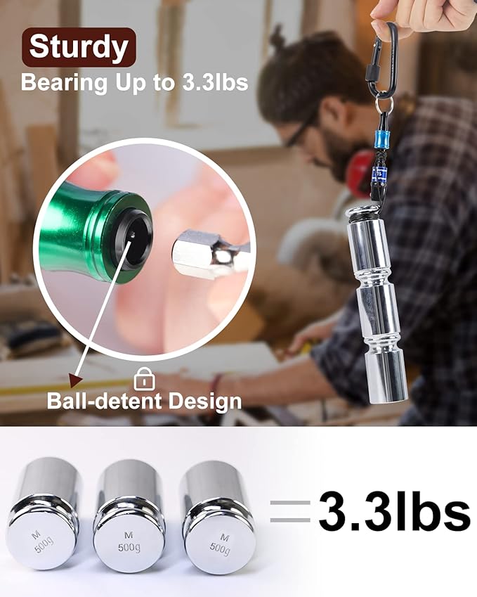 katerk 6pcs 1/4 inch Hex Shank Aluminum Alloy Screwdriver Bits Holder 4 Sets, Light-weight Quick-change Extension Bar Keychain Drill Screw Adapter Change Portable (With Black Carabiner)