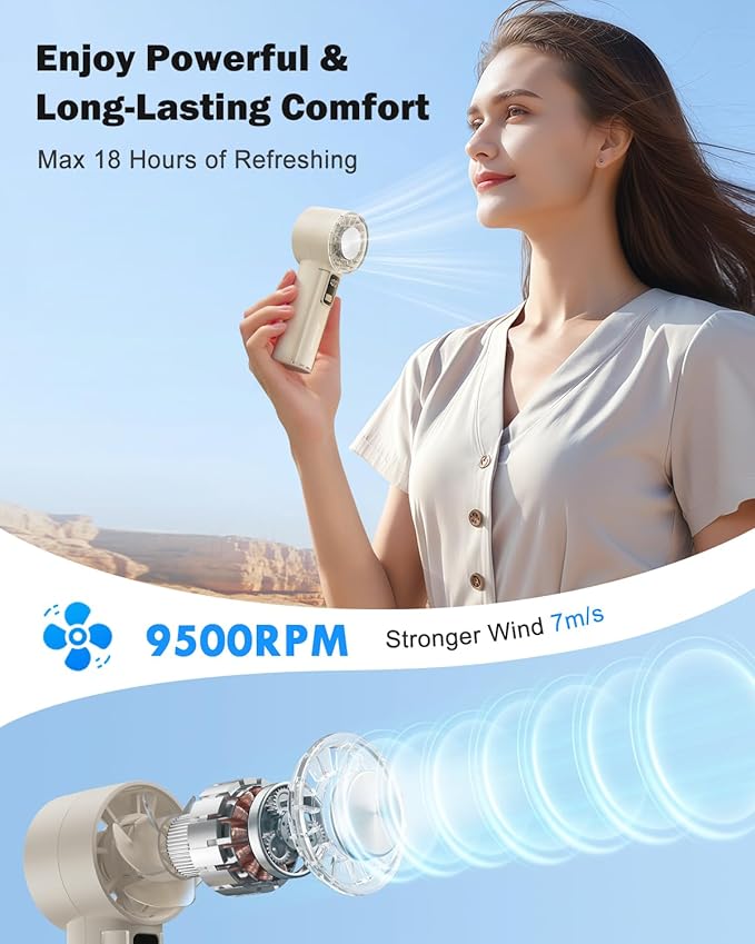 AMACOOL Handheld Fan with Ice Cooler, Mothers Day Gifts for Mom Her Women Girl, Mini Portable Cooling Fan, Small Yet Powerful, Personal Hand Fans for Travel Essentials Beach Makeup Must Have