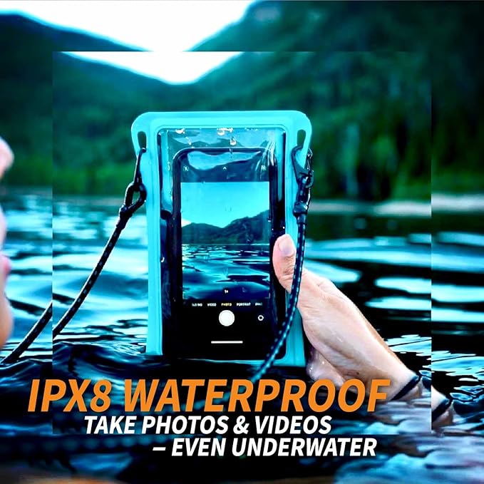 Stash7 Waterproof Phone Pouch w/Long Lanyard | IPX8 Adventure Grade Cellphone Dry Bag Case, Fits iPhone 15 Pro Max,14 Pro Max, 13 Pro Max, XS, XR, Galaxy S21, for Snorkeling, Kayaking, Cruise Black