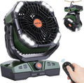 WESTTREE Camping Fan 20000mAh Rechargeable Battery Operated fan Outdoor Tent Fan with Light & Hook, knob Speeds, Personal USB Desk Fan for Camping, Power Outage Jobsite Green X68