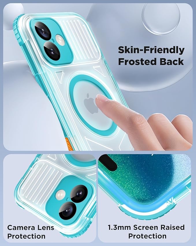 for iPhone 16 Plus Waterproof Case with Magsafe, Built-in [Camera & Screen Protector] [Lanyard], IP68 Water Proof Full Body Dustproof Heavy Duty Frosted Protective Phone Cover, 6.7" Teal