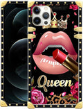 Compatible with iPhone 11 Pro Max Case, Glitter Red Rose Queen Leopard Lipstick Luxury Golden Decoration for Girl Women Soft TPU Shockproof Protective Hard PC Back