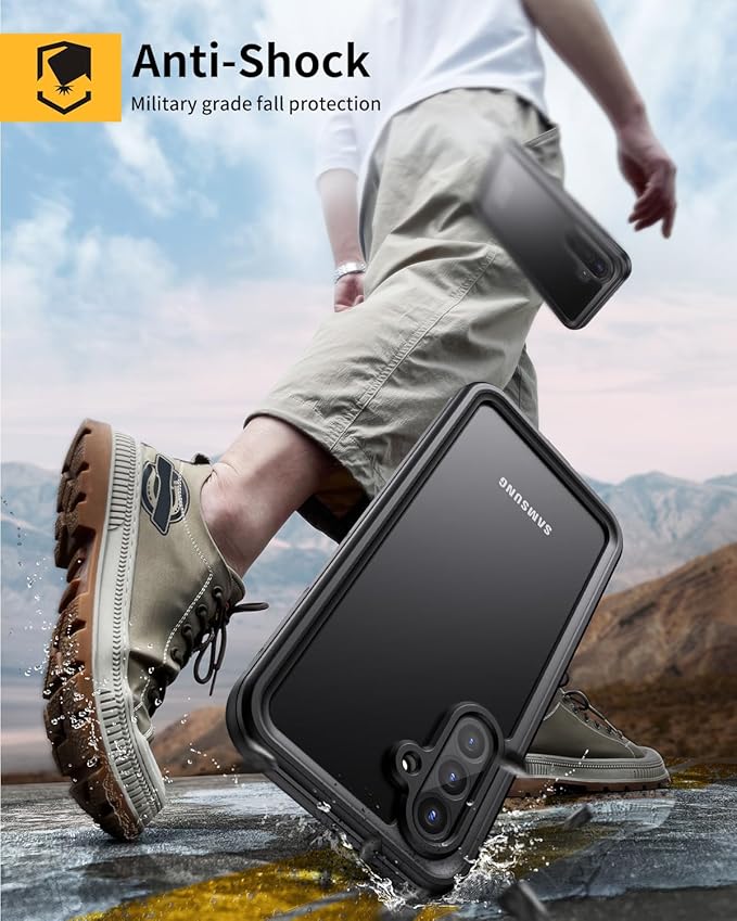 Lanhiem for Samsung Galaxy A56 Phone Case, IP68 Waterproof Dustproof, Built-in Screen Protector, Rugged Full Body Shockproof Protective Cover for Samsung A56 6.7", Black