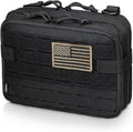 WYNEX Tactical Molle Admin Pouch of Double Layer Design, Admin Pouches Molle Attachment Military Medical EMT Organizer with Map Pocket EDC EMT Pack IFAK Tool Holder Universal U.S.A Patch Included