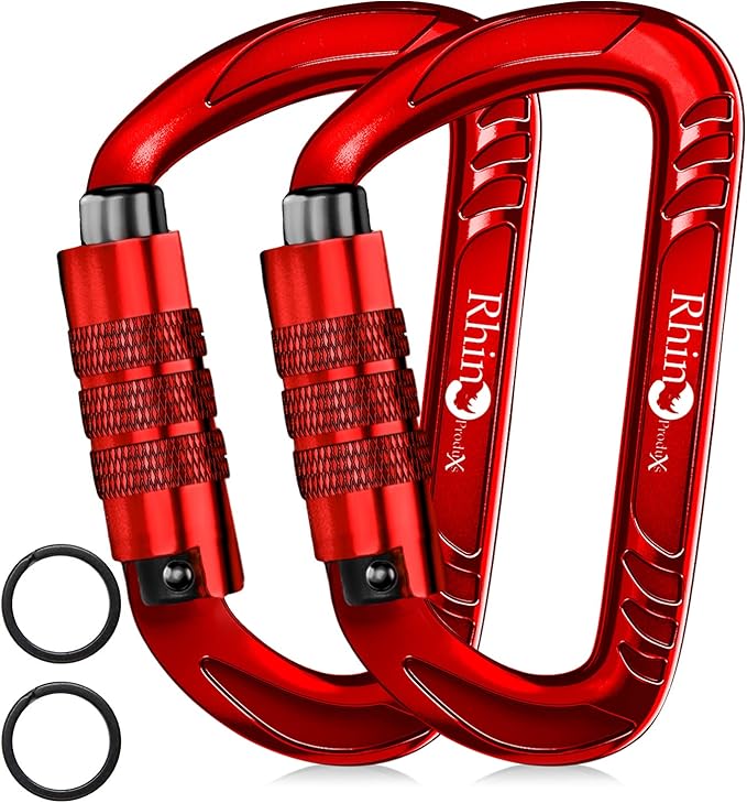 Rhino Produxs 12kN (2697 lbs) Heavy Duty Carabiner Clips, for Securing Pets, Outdoor, Camping, Hiking, Hammock, Dog Leash Harness, Keychains