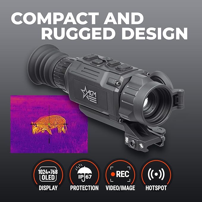 AGM Global Vision Rattler V2 Thermal Imaging Rifle Scope for Hunting. High Resolution Thermal Scope with High Sensitivity Thermal Optics IR Vision riflescope. Waterproof & Durable Design