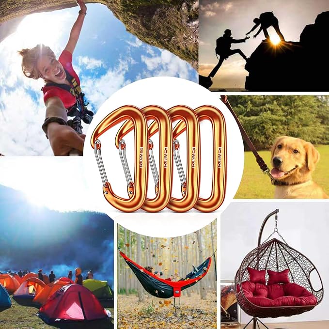 B-Mardi Carabiner Clips Heavy Duty 12kN (2697 lbs)-Lightweight Locking Carabiners for Camping, Hiking, Hammock, Dog Leash Harness, Outdoor and Gym etc, Keychains& Utility