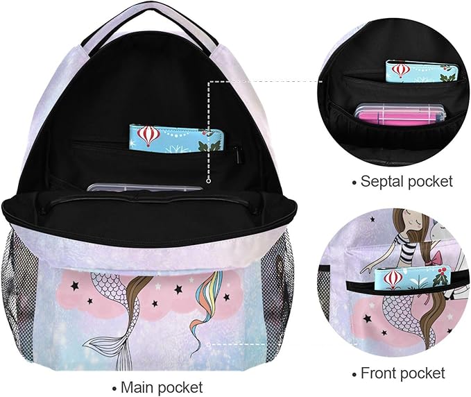 Wamika Mermaid Unicorn Kids Backpack Rainbow Horse School Backpacks Boys Girls Preschool Book Bag