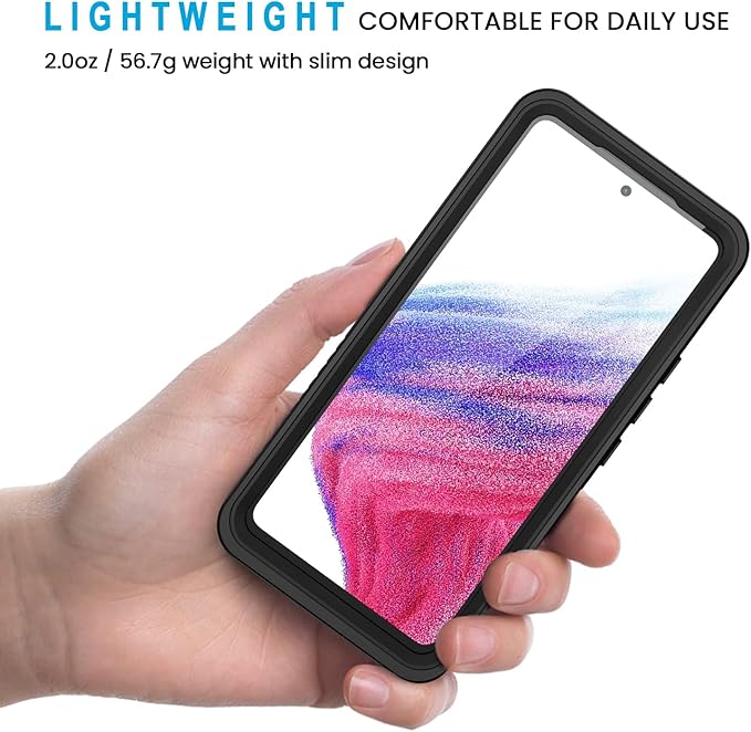 Lanhiem for Samsung Galaxy A53 5G Case, IP68 Waterproof Dustproof with Built-in Screen Protector, Heavy Duty Full Body Protective Phone Case for Samsung A53 5G, Black/Clear