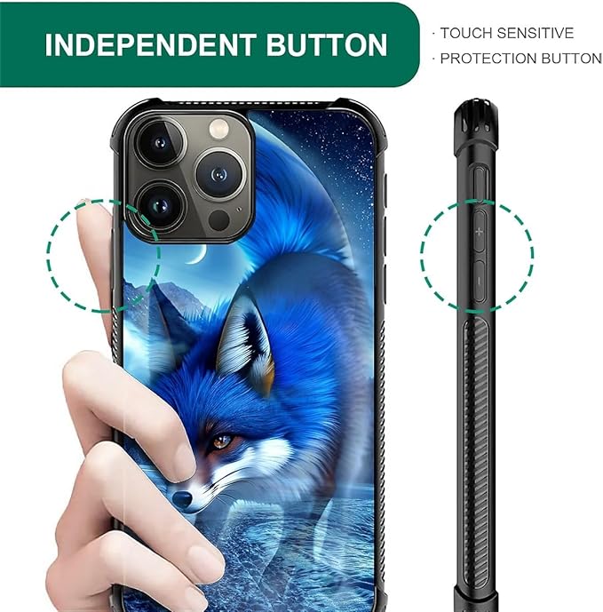 for iPhone 16 Pro Case, Snowy Mountain Fox Lake Pattern Graphic Design Girl Boy Soft Silicone Hard Acrylic Shock Protection for iPhone 16 Pro