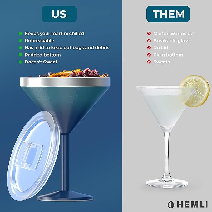 Martini Glass, Stainless Steel Insulated Martini Tumbler, Cocktail Cup