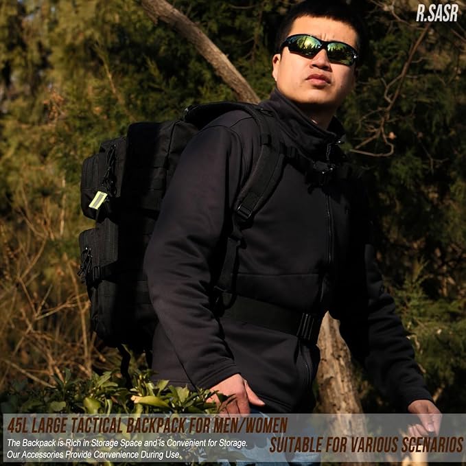 45L Tactical Backpack for Men Women, Military Assault Pack with MOLLE, Large 3 Day Bug Out Bag for Hiking Camping