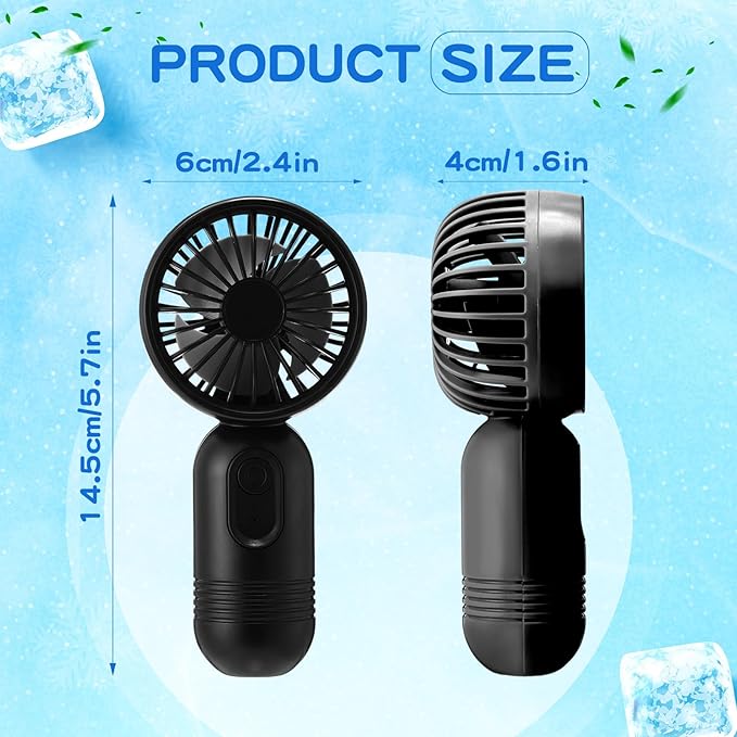 Rossesay 48 Pcs Mini Portable Fan Bulk Cute Handheld Lightweight Small Little Personal Hand Eyelash Fan 3 Speeds USB Rechargeable for Women Men Indoor Outdoor Makeup Travel (Black)
