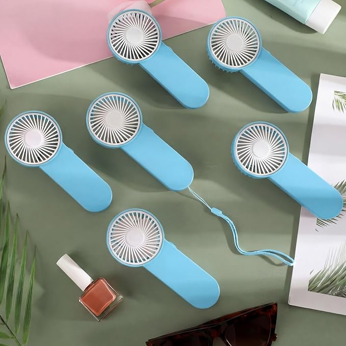 Sumind 20 Pcs Small Personal Portable Fan Mini Handheld Bulk 1 Speed Electric Cute Battery Powered for Neck Lash Makeup Women Men Travel Camping Indoor Outdoor Summer (Blue)