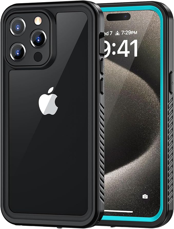 Lanhiem for iPhone 15 Pro Max Case, IP68 Waterproof Dustproof Shockproof Cases with Built-in Screen Protector, 360 Full Body Heavy Duty Rugged Phone Cover for iPhone 15 Pro Max - 6.7 inch (Blue)
