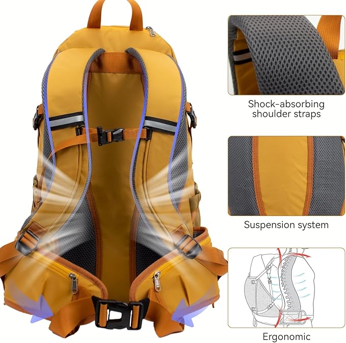 Hiking Backpack 40L, Waterproof Hiking Backpack with Rain Cover, Large Camping Bag Outdoor Sport Travel Daypack | Rain Cover, Camping Bag, Outdoor Sport, Travel Daypack