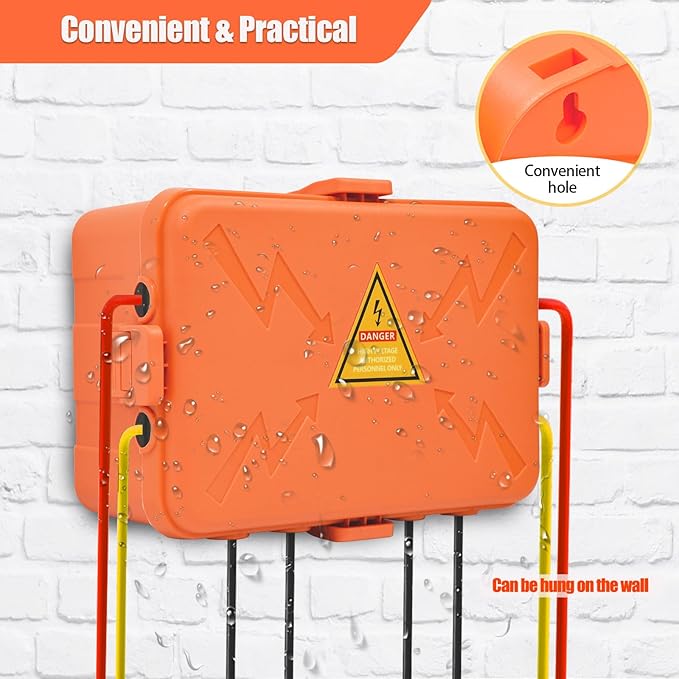 Hrensaw Large Outdoor Electrical Box(12.5x8.5x5inch),IP54 Waterproof Outdoor Outlet Covers,Weatherproof Extension Cord Covers Protect Outlet,Plug,Timer,Power Strip,Holiday Light,Orange