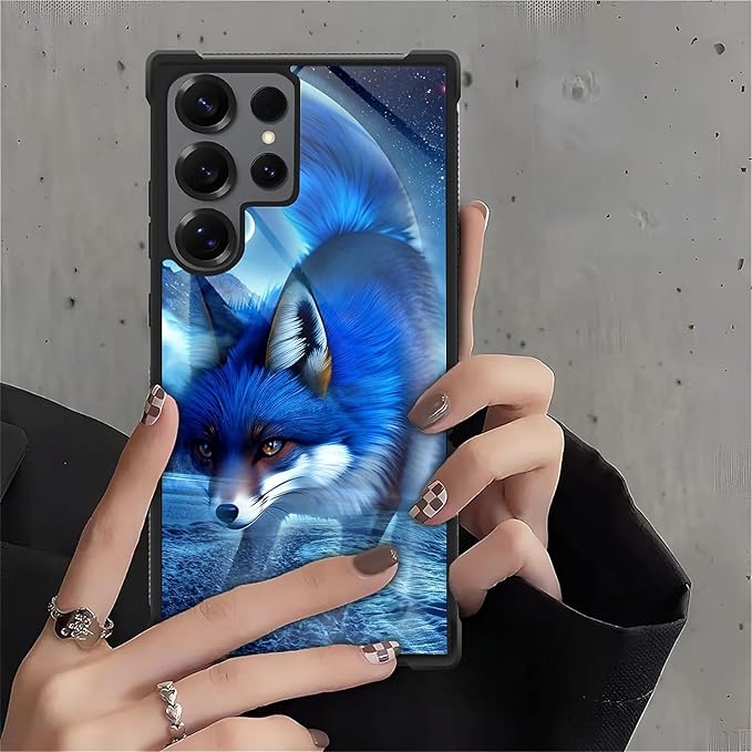 for Samsung Galaxy S25 Ultra Case,Graphic Design for Girl Boy Soft Silicone Hard Acrylic Shock Protection Designed for Samsung Galaxy S25 Ultra Snowy Mountain Fox Lake Pattern