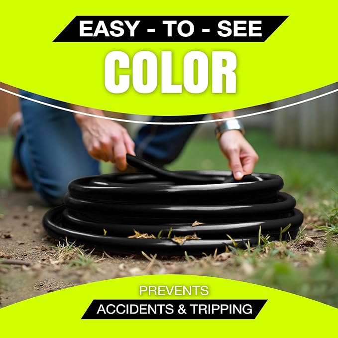 50ft Outdoor/Indoor Extension Cord 3-Outlet 12/3 Gauge Extra Heavy Duty 3 Prong SJTW, Waterproof, Flexible Cold-Resistant Long Power Cord,15A 125V 1875W, Black by LifeSupplyUSA