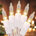 Meteds Christmas Lights 2 PCS 50 Count Clear Mini Lights White Wire UL Certified Connectable Warm White String Lights for Christmas Tree Decorations