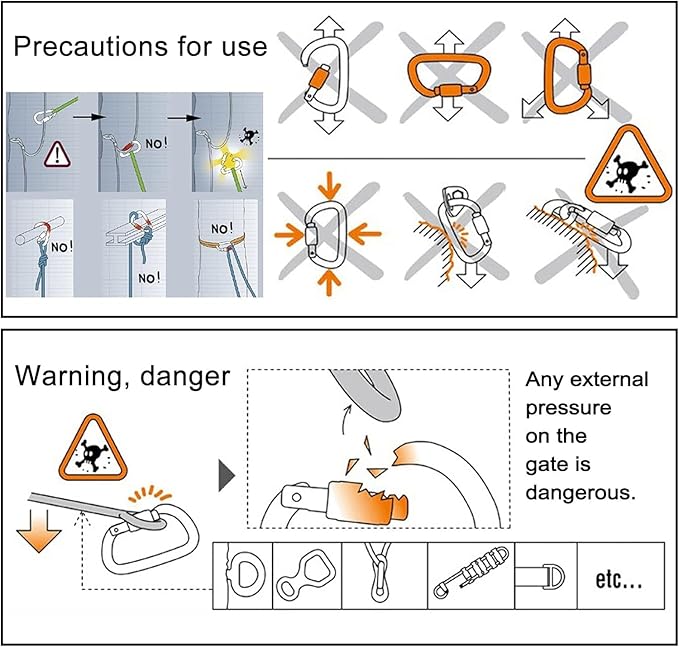 UIAA Certified Professional Heavy Duty Large Locking Carabiner Clips Climbing Carabiner 25kN Auto Locking Carabiner for Rock/Ice Climbing Rappelling Rescue Swing etc, D Shaped