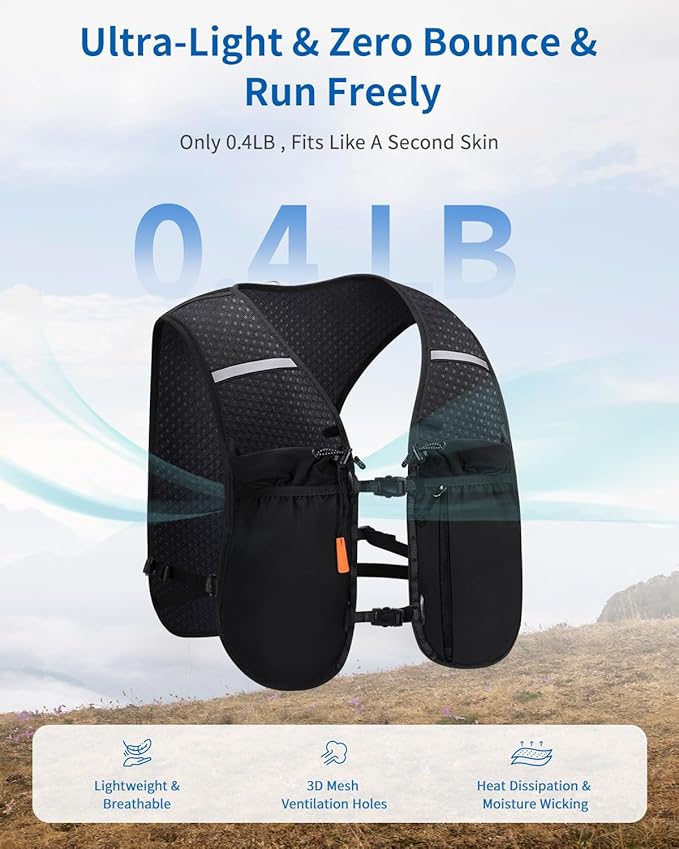 ECOHUB Running Hydration Vest Backpack, Lightweight Hydration Pack Bag Daypack for Hiking Cycling Marathon Backpack Vest for Women Men (No Bladder Included)