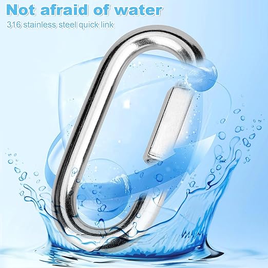 2 Pcs 3 Inch 316 Heavy Duty Stainless Steel Screw Chain Quick Links, 1540LB Capacity Carabiner Connector for Camping Outdoor Equipment Locking Hammocks Harness Leash