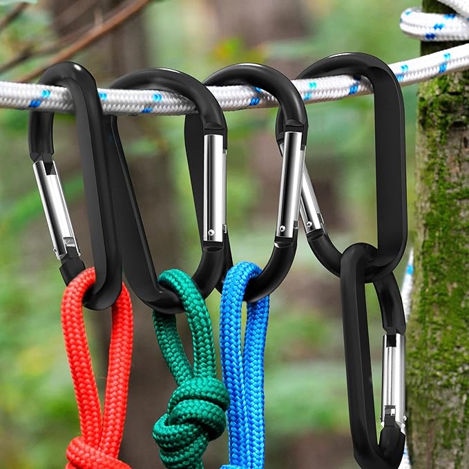 sprookber 3" Carabiner Clip Keychain, D Ring Caribeaner Clip, Key Clip Caribeener, Spring Snap Hook for Bag/Buckle, Set of 10