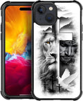 for iPhone 15 Case, Lion Cross Jesus Christ Dove Pattern Graphic Design Girl Boy Soft Silicone Hard Acrylic Shock Protection for iPhone 15