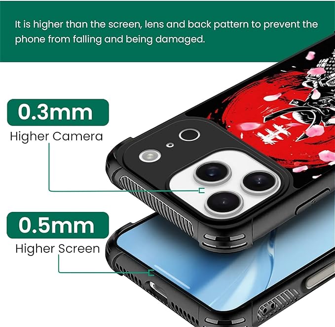 for iPhone 17 Pro Case,for MagSafe Graphic Design for Girl Boy Soft Silicone Hard Acrylic Shock Protection Designed for iPhone 17 Pro Sakura Japanese Samurai Pattern