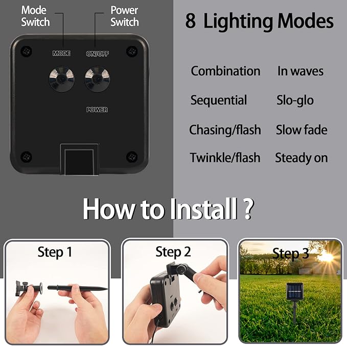 Selarlyt 2 Pack Solar Christmas Lights Outdoor, 72FT 200 LED Solar String Lights with 8 Lighting Modes, IP65 Waterproof Solar Lights Outdoor for Xmas Garden Party Tree Decor