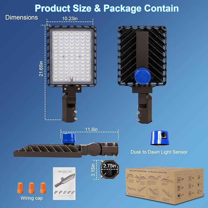 240W LED Parking Lot Light,ETL Listed 36000LM LED Flood Lights Outdoor Dusk to Dawn 5000K 100-277V Slip Fitter IP65 Waterproof Shoebox Pole Street Light Commercial for Yard Driveway 4 Pack