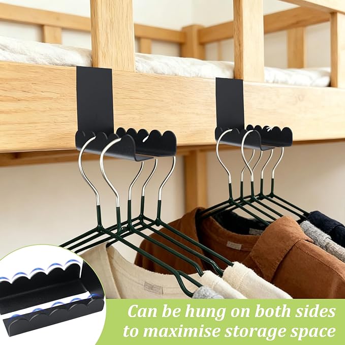Double-Sided Over Door Coat Rack, 2Pcs Rustproof Iron Door Hooks Over Door Coat Hangers for Saving Home Space(Black)